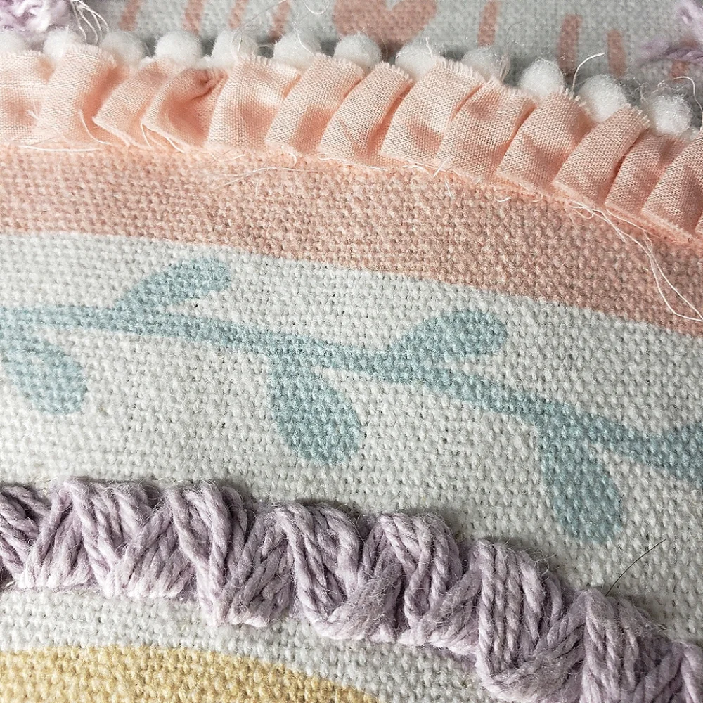 Boho Cottagecore Fairy Pastel Pillow Mixed Media Embroidered Rainbow Hearts Farm
